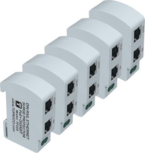 DIN Rail Ethernet Surge Protector (5 Pack) Gigabit - Compatible with PoE++ - Tupavco TP209x5 in Saudi Arabia