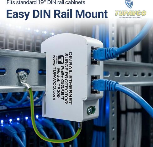 DIN Rail Ethernet Surge Protector (5 Pack) Gigabit - Compatible with PoE++ - Tupavco TP209x5 in Saudi Arabia