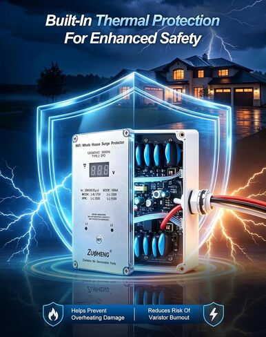WiFi Whole House Surge Protector - 100 KA/Phase, 2450 Joules (Total), Real-Time WiFi Monitoring, Instant Surge Alerts & Historical Surge Tracking, Type 2 SPD for 120/240V Panels in Saudi Arabia