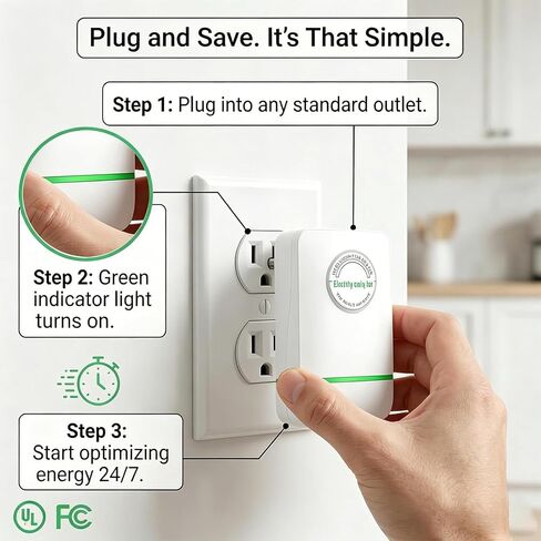 New Universal Energy-Saving Box, Reduce Electricity Bills, Plug-and-Play, Power Factor Corrector for Home and Office Use (2Pcs) in Saudi Arabia