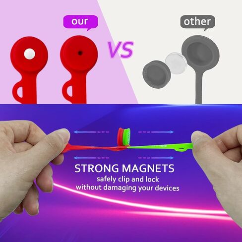 Cable Cord Organizer Magnetic Cord Organizers Twist Ties Magnet Clips Cord Wrap Keeper For Charging Cord Headphone Cord Holder Silicone Cable Strap Appliance Fridge Bookmark Whiteboard Keychain 14PACK in Kuwait