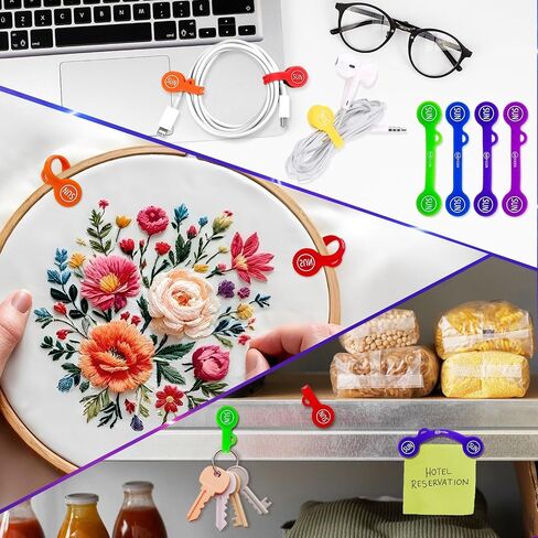 Cable Cord Organizer Magnetic Cord Organizers Twist Ties Magnet Clips Cord Wrap Keeper For Charging Cord Headphone Cord Holder Silicone Cable Strap Appliance Fridge Bookmark Whiteboard Keychain 14PACK in Kuwait