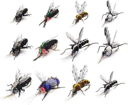 Realistic Fly Fishing Flies Set Dry Fly Mosquitos Set of 12 Flies Handmade Rainbow Trout Fishing Lure kit Flyfishing in Saudi Arabia