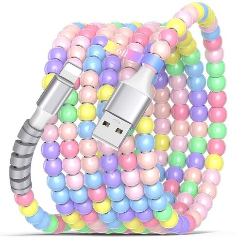 USB A to Lighting Charging Cable Beaded MFi-certified for iPhone 14 13 6FT in Saudi Arabia