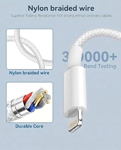 iPhone Charger Lightning Cable 3FT 2Pack,[Apple MFi Certified]USB C to Lightning Cable Nylon Braided,Type C to lightning iPhone Charger Cord cable Fast Charging for iphone 14/13/12/11/X/8/7/6/SE,iPad in Saudi Arabia