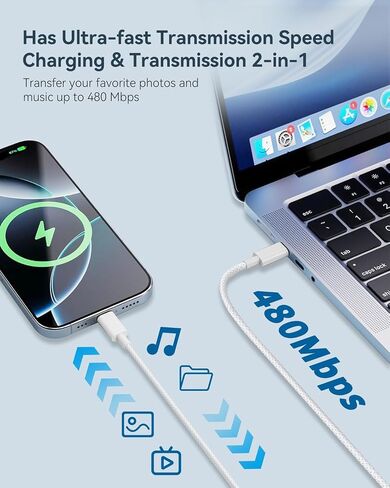 iPhone Charger Lightning Cable 3FT 2Pack,[Apple MFi Certified]USB C to Lightning Cable Nylon Braided,Type C to lightning iPhone Charger Cord cable Fast Charging for iphone 14/13/12/11/X/8/7/6/SE,iPad in Saudi Arabia