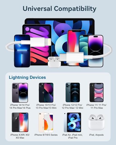 iPhone Charger Lightning Cable 3FT 2Pack,[Apple MFi Certified]USB C to Lightning Cable Nylon Braided,Type C to lightning iPhone Charger Cord cable Fast Charging for iphone 14/13/12/11/X/8/7/6/SE,iPad in Saudi Arabia