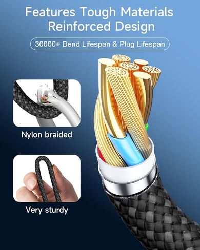 iPhone Charger Lightning Cable 6FT 2Pack,[Apple MFi Certified]USB C to Lightning Cable Cord Black,Nylon Braided iPhone Fast Charger Charging Cord for iphone 14 13 12 11 Pro Max X 8 7 6 SE,iPad Air/Pro in Saudi Arabia