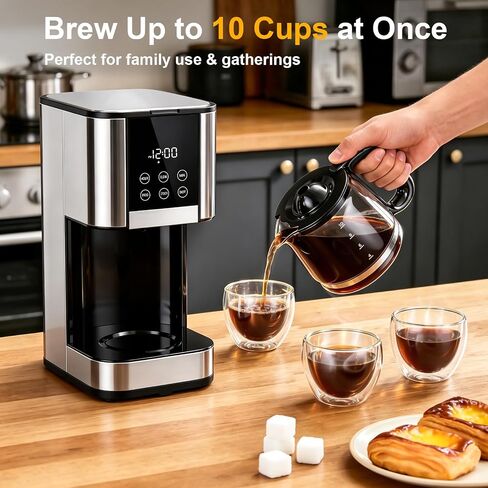 10 Cup Programmable Coffee Maker, Regular & Strong Brew Drip Coffee Machine in Kuwait