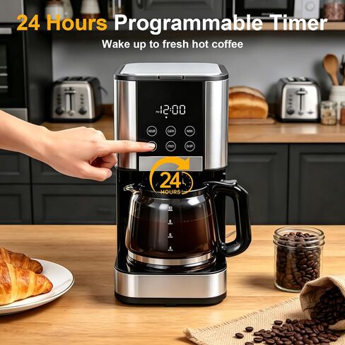 10 Cup Programmable Coffee Maker, Regular & Strong Brew Drip Coffee Machine in Kuwait