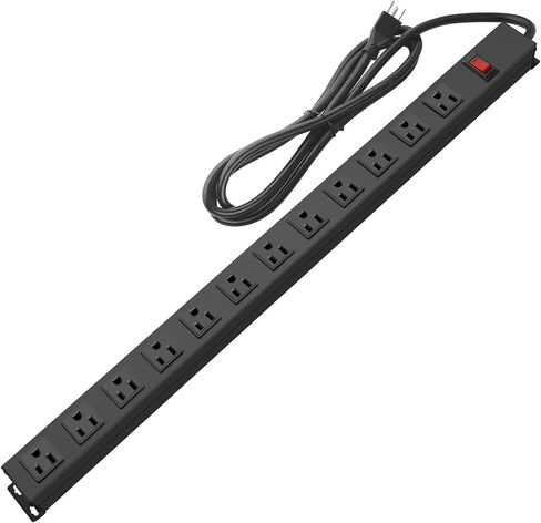 HHOSET Long Power Strip Surge Protector, 12 Ports, Black, 3FT in Kuwait