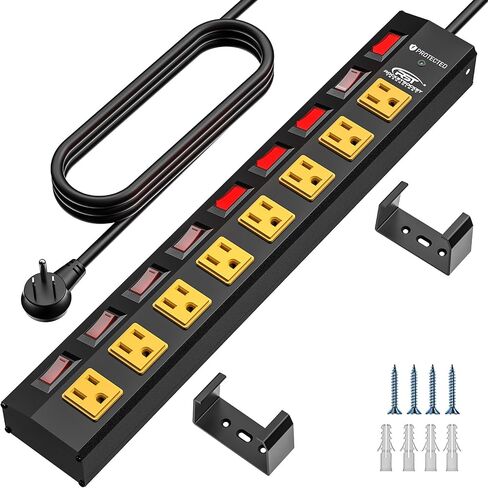 CRST 8-Outlet Metal Power Strip with Individual Switches, 15A/1875W, 6FT in Kuwait
