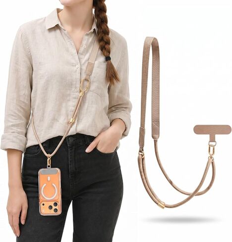 Phone Lanyard Crossbody with Adjustable Skin-Friendly Neckband, Tabs, Metal Carabiner, Anti-Loss Lock, Hands Free in Kuwait