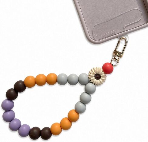 Phone Wrist Strap, Cute Silicone Bead Phone Chain Lanyard with Tether Tab, Wristlet Strap for iPhone Charm Women Gifts in Kuwait