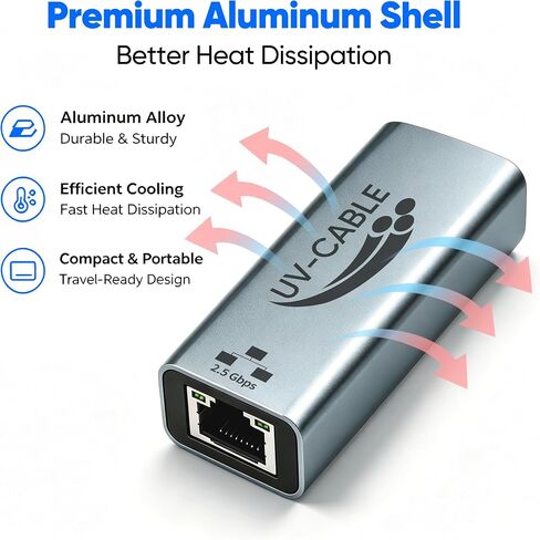 USB-C to Ethernet Adapter 2.5G, Thunderbolt 5/4/3 Compatible, Aluminum in Saudi Arabia