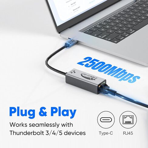 USB-C to Ethernet Adapter 2.5G, Thunderbolt 5/4/3 Compatible, Aluminum in Saudi Arabia