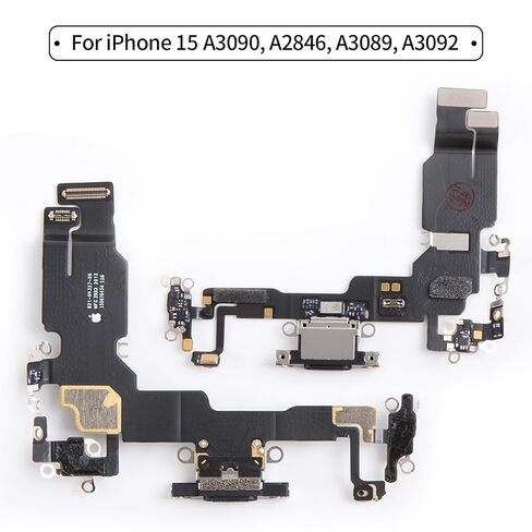 for iPhone 15 Charging Port Replacement (Black) OEM Original Lightning USB Dock Connector Flex Cable Assembly Includes Waterproof Tape & Tool Kit for A3090, A2846, A3089, A3092 in Saudi Arabia