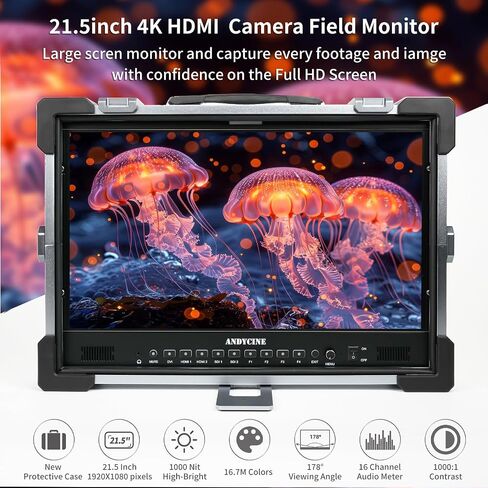 ANDYCINE C215S 21.5 Inch Ultra Bright 1000nit 3G-SDI 4K HDMI Desktop Broadcast Monitor with Alumunium Case Enable the Awaveform,3D LUT Professional Color Calibrate Director’s Monitor in Kuwait