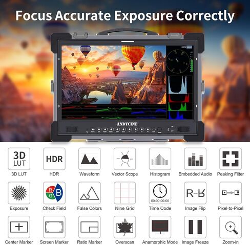 ANDYCINE C215S 21.5 Inch Ultra Bright 1000nit 3G-SDI 4K HDMI Desktop Broadcast Monitor with Alumunium Case Enable the Awaveform,3D LUT Professional Color Calibrate Director’s Monitor in Kuwait