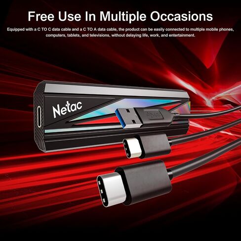 Netac 2TB Extreme Portable SSD External Solid State Drives Up to 2000MB/s Read 1700MB/s Write Speed, USB 3.2 Gen.2 Business Travel Essential Supports Win to Go, ZX20L in Kuwait