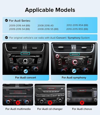 10.25"CarPlay Radio for Audi A4 A5 B8 (09-16) Concert/Symphony ONLY in Saudi Arabia