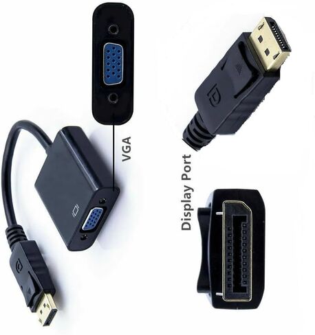 DP to VGA Adapter, Gold-Plated DisplayPort to VGA Converter Male to Female 1080P(Black) in Saudi Arabia