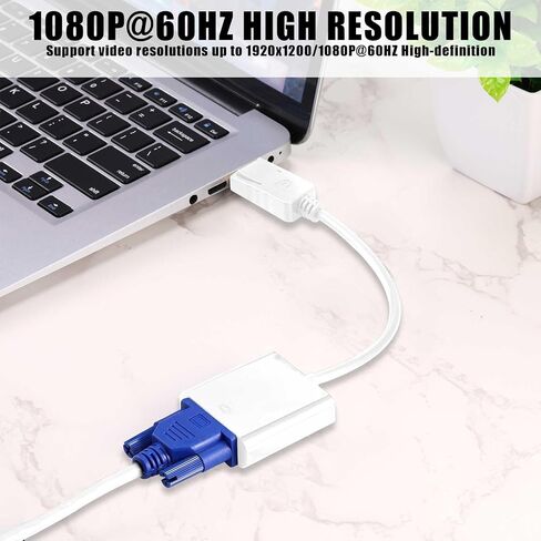 Yunsailing 10 Pack DisplayPort to VGA Adapters Gold Plated Compatible with Laptop, Monitor, PC, Projector (Black) in Saudi Arabia