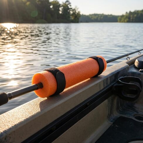 YARNOW 4pcs Fishing Rod Floats with Hook and Loop Straps - High Visibility Bright Orange Foam Fishing Pole Floaties - Anti-Sink Tubes for Kayaks Boats Water Sport in Saudi Arabia