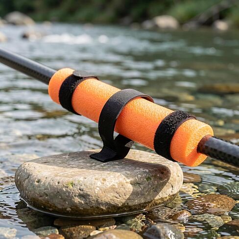 YARNOW 4pcs Fishing Rod Floats with Hook and Loop Straps - High Visibility Bright Orange Foam Fishing Pole Floaties - Anti-Sink Tubes for Kayaks Boats Water Sport in Saudi Arabia