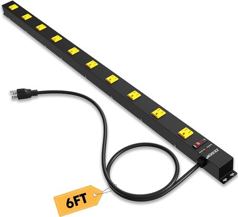10 Outlet Long Power Strip Wide Spaced Metal Power Strip with 4FT Cord in Saudi Arabia