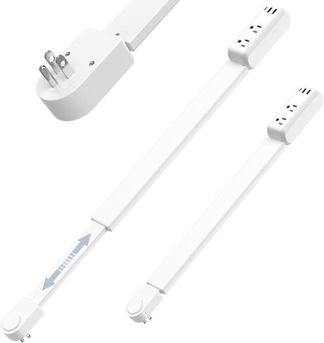 Extendable Electrical Outlet Extender Stick, 2 AC Outlets with USB-A & USB-C Ports, 22"-34" Adjustable Length, 180° Rotatable Wall Power Socket Expander for Nightstand, Sofa, Desk Hard-to-Reach Plugs in Saudi Arabia