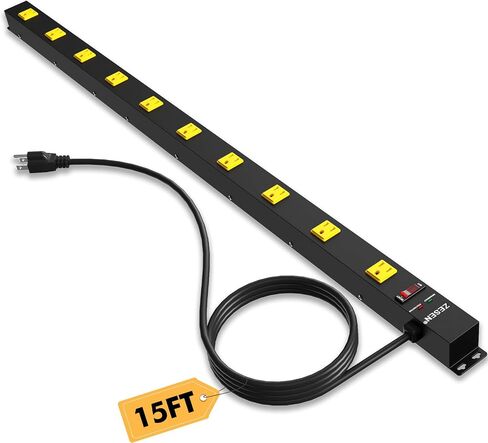 10 Outlet Long Power Strip Wide Spaced Metal Power Strip with 4FT Cord in Kuwait