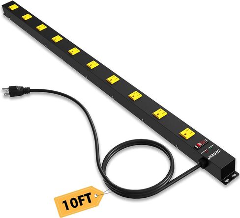 10 Outlet Long Power Strip Wide Spaced Metal Power Strip with 4FT Cord in Kuwait