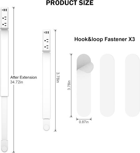 Extendable Electrical Outlet Extender Stick, 2 AC Outlets with USB-A & USB-C Ports, 22"-34" Adjustable Length, 180° Rotatable Wall Power Socket Expander for Nightstand, Sofa, Desk Hard-to-Reach Plugs in Saudi Arabia