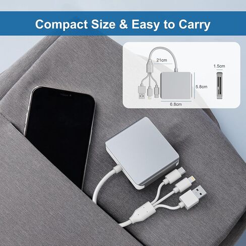 Memory Stick Pro Duo Adapter for iPhone - 5 in 1 SD/TF/MS/CF/XD Card Reader for PC/Android/Lightning Device, Aluminum Multi Memory Card Reader USB C Lightning OTG Compact Flash Card Reader in Kuwait