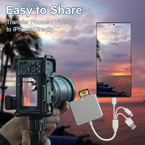 Memory Stick Pro Duo Adapter for iPhone - 5 in 1 SD/TF/MS/CF/XD Card Reader for PC/Android/Lightning Device, Aluminum Multi Memory Card Reader USB C Lightning OTG Compact Flash Card Reader in Kuwait