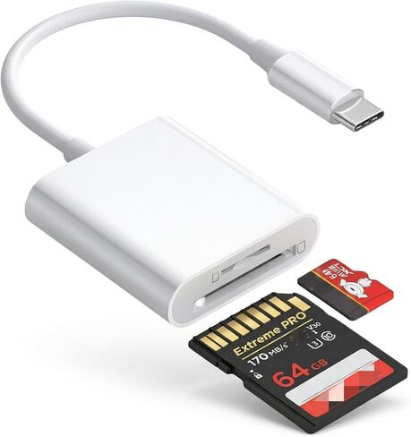 USB-C SD Card Reader, Type C SD Card Reader, Supports SD and MicroSD Memory Card Adapters for iPhone 17 16/15/iPad/MacBook/Mac, High-Speed Trail Camera Viewer Plug & Play -2 Slots in Saudi Arabia