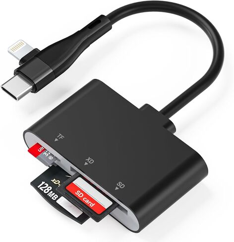 XD Card Reader, 3 in 1 SD/TF/XD Card Adapter, USB-C & Lightning in Saudi Arabia