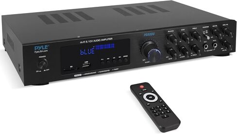Pyle Bluetooth 5.1 Channel Home Entertainment Amplifier - Subwoofer Out - Easy Karaoke with Dual Mic Inputs w/ Echo, USB-A / SD Reader with MP3 Player, RCA In and Line out - PDA8BU in Saudi Arabia
