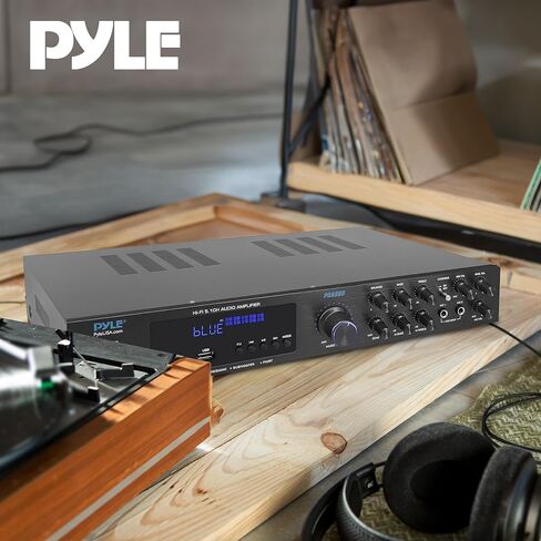 Pyle Bluetooth 5.1 Channel Home Entertainment Amplifier - Subwoofer Out - Easy Karaoke with Dual Mic Inputs w/ Echo, USB-A / SD Reader with MP3 Player, RCA In and Line out - PDA8BU in Saudi Arabia