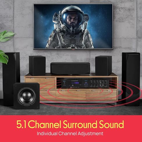 Pyle Bluetooth 5.1 Channel Home Entertainment Amplifier - Subwoofer Out - Easy Karaoke with Dual Mic Inputs w/ Echo, USB-A / SD Reader with MP3 Player, RCA In and Line out - PDA8BU in Saudi Arabia