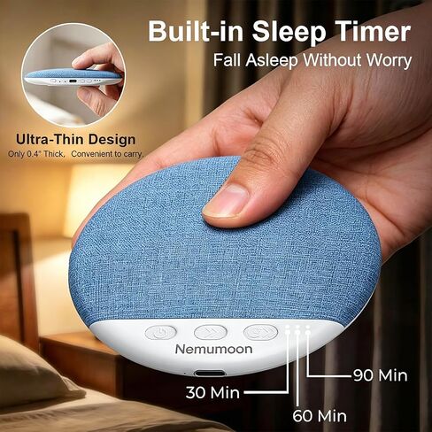 Mini Pillow Speaker for Sleeping, Ultra-Thin Bluetooth Speaker Under Pillow Speaker with White Noise Sound Machine Headphone-Free Sleep Speaker for Adult for Gift-Blue in Saudi Arabia