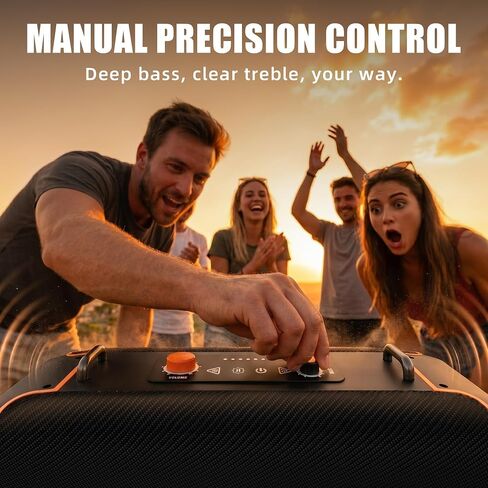 HEAVY BASS Portable Bluetooth Speaker, 120W Peak Wireless Speaker, 28-Hour Playtime, Adjustable Treble & Bass, Loud Stereo Sound for Outdoor Use in Kuwait