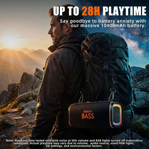 HEAVY BASS Portable Bluetooth Speaker, 120W Peak Wireless Speaker, 28-Hour Playtime, Adjustable Treble & Bass, Loud Stereo Sound for Outdoor Use in Kuwait