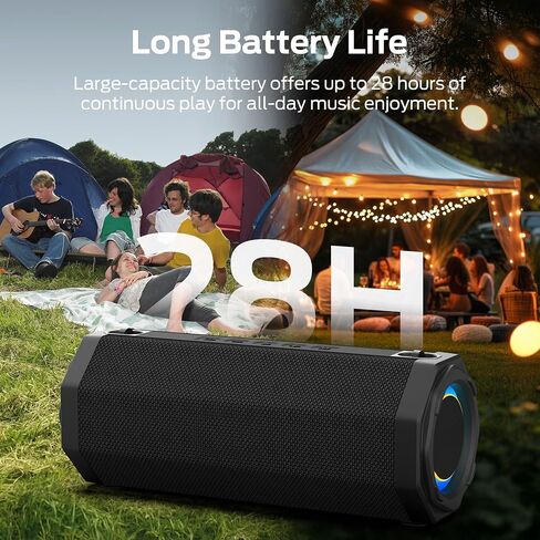 Oraolo Bluetooth Speaker, 50W Loud Stereo Sound Portable Outdoor Speakers, IPX6 Waterproof, TWS Pairing, 24H Playtime, Built-in Mic, Bluetooth 5.4, Dual Bass Speakers for Home, Parties, Travel, Black in Kuwait