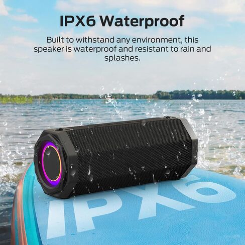 Oraolo Bluetooth Speaker, 50W Loud Stereo Sound Portable Outdoor Speakers, IPX6 Waterproof, TWS Pairing, 24H Playtime, Built-in Mic, Bluetooth 5.4, Dual Bass Speakers for Home, Parties, Travel, Black in Kuwait