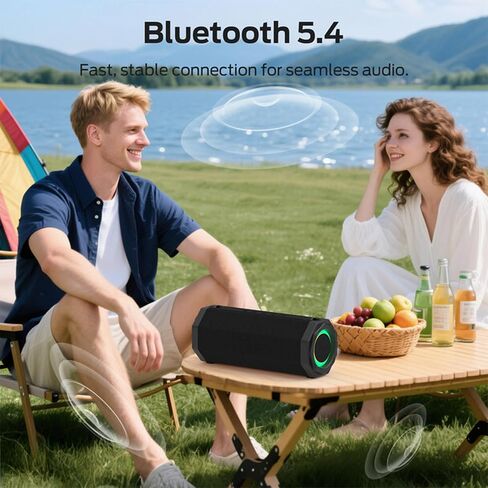 Oraolo Bluetooth Speaker, 50W Loud Stereo Sound Portable Outdoor Speakers, IPX6 Waterproof, TWS Pairing, 24H Playtime, Built-in Mic, Bluetooth 5.4, Dual Bass Speakers for Home, Parties, Travel, Black in Kuwait