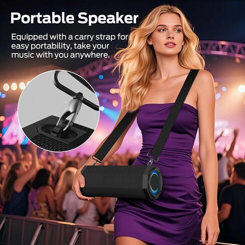 Oraolo Bluetooth Speaker, 50W Loud Stereo Sound Portable Outdoor Speakers, IPX6 Waterproof, TWS Pairing, 24H Playtime, Built-in Mic, Bluetooth 5.4, Dual Bass Speakers for Home, Parties, Travel, Black in Kuwait