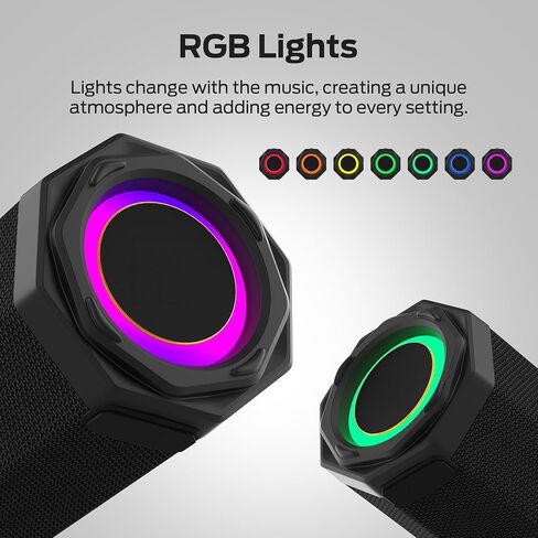 Oraolo Bluetooth Speaker, 50W Loud Stereo Sound Portable Outdoor Speakers, IPX6 Waterproof, TWS Pairing, 24H Playtime, Built-in Mic, Bluetooth 5.4, Dual Bass Speakers for Home, Parties, Travel, Black in Kuwait