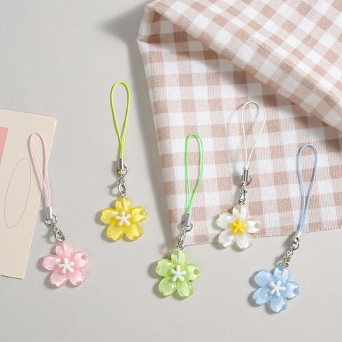 Cute Floral Phone Charm Y2K Coquette Aesthetic Cell Phone Charms Kawaii Colourful Sakura Bag Charm Accessoies 5Pcs in Kuwait
